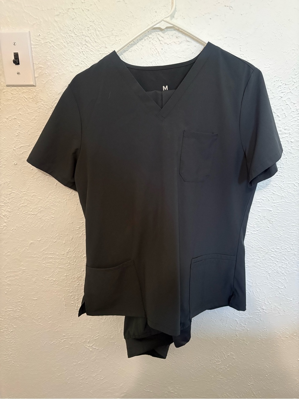 Women's grey V-Neck Short Sleeve Scrub Top and pants